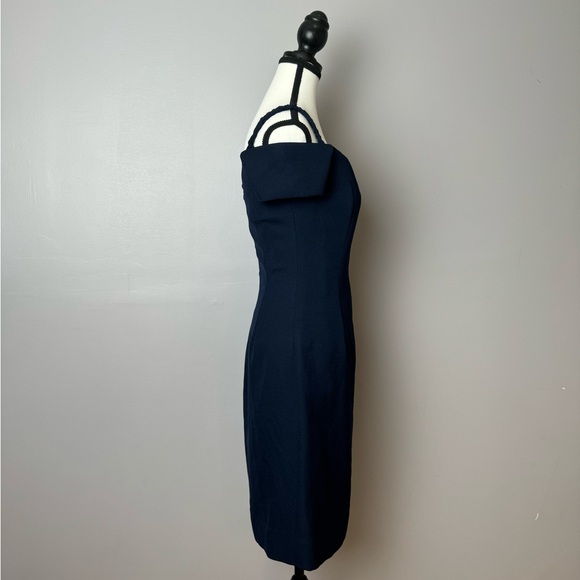 Vera Wang vintage navy knee length off the shoulder cocktail dress size 10 - Picture 7 of 10